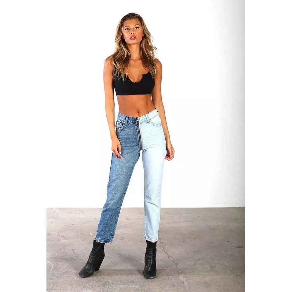 Revice Denim Yin Yang Crop Jeans Tokyo Wash Two Tone High Rise Size‎ 28